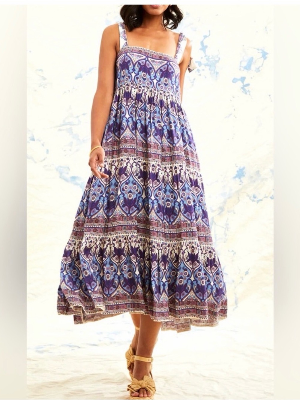 Caroline Constas Print Maxi Sundress in Purple - size M